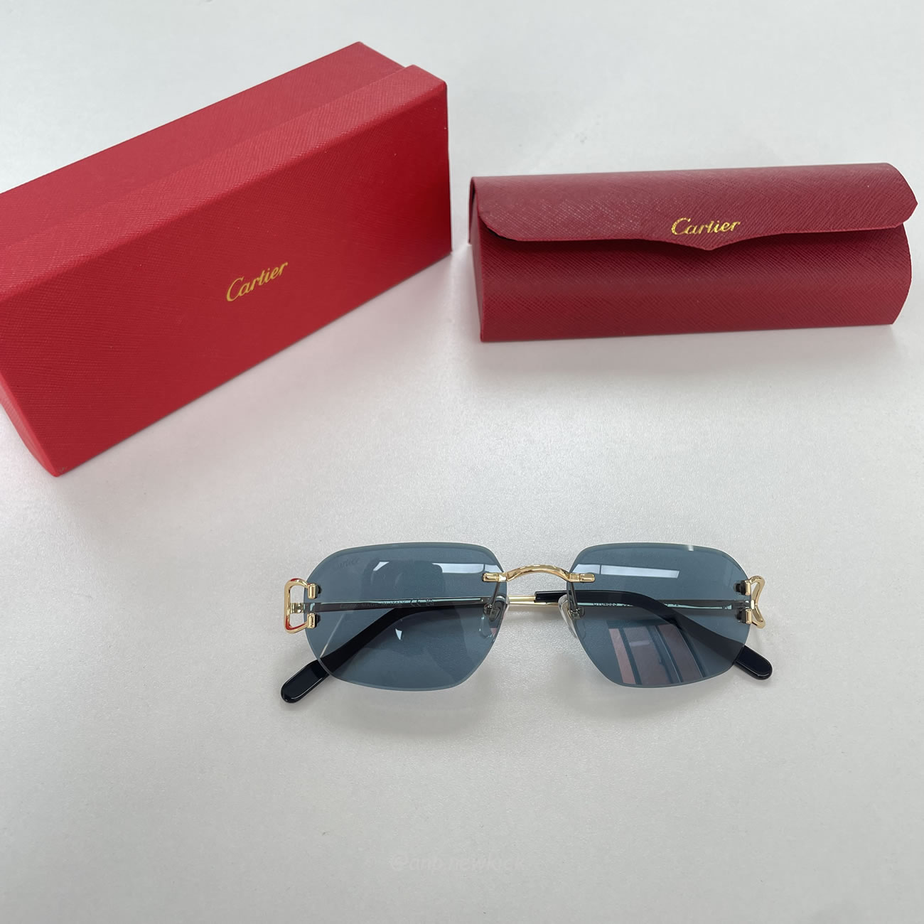 Cartier Eyewear Rimless Rectangle Frame Sunglasses (3) - newkick.cc